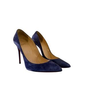 Christian Louboutin Pigalle Follies 100 mm Pumps Sz 39.5 (US 9.5) Velour Blue
